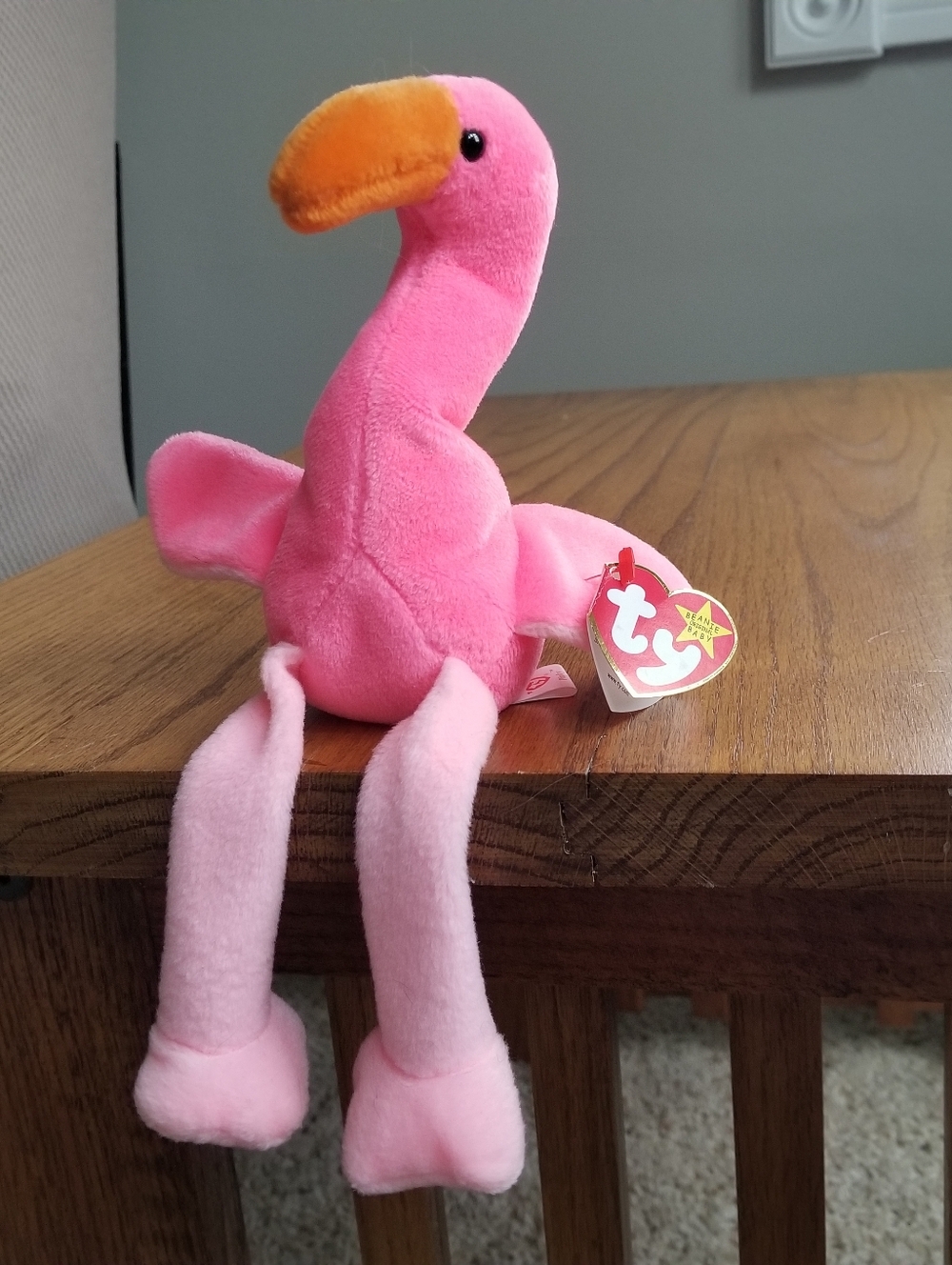 Vintage Ty Beanie Babies Pink Flamingo Pinky 1995 Retired 10" Plushie